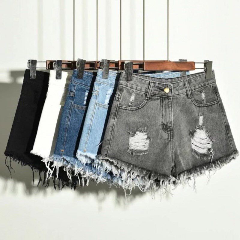 Bla Plus Size 6XL High-waisted Denim Shorts mer Hot
