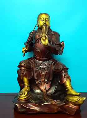 纯铜真武祖师铜像黄铜玄天上帝
