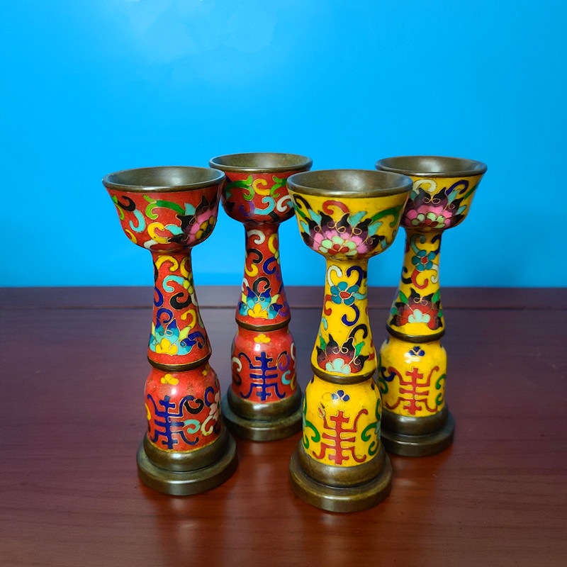 景泰蓝加厚铜胎珐琅烛台