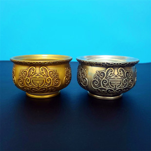 黄铜聚宝盆摆件家居装饰品铜器铜碗白铜工艺品玄关博古架客厅摆饰