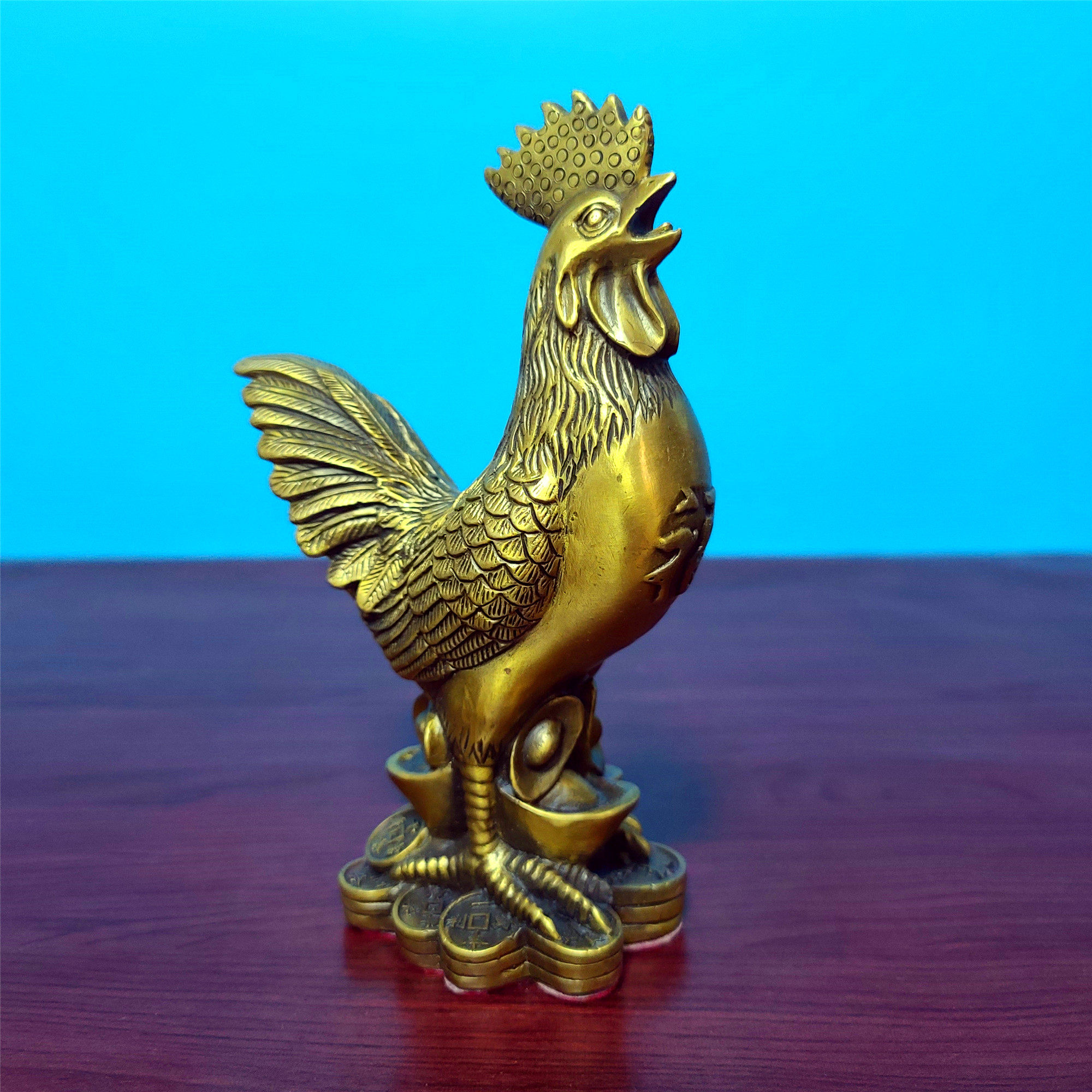 一鸣惊人 铜鸡摆件 金鸡大公鸡生肖鸡创意送礼礼品书房桌面装饰品