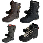 中筒女靴保暖高帮棉鞋 外贸英伦大码 平跟圆头绑带马丁靴2025年冬季