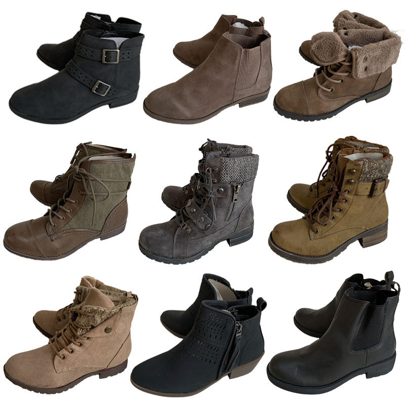 外贸欧美大码4243低跟女式短靴2022年冬季加绒绑带,女鞋,时装靴,淘宝优惠券,粉丝福利购,淘宝优惠卷