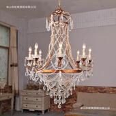 复古别墅酒店大厅中空挑高旋转楼梯灯具 楼水晶大吊灯法式 美式 复式