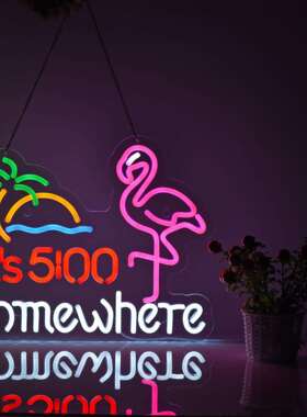 跨境亚马逊led霓虹灯some where鸡尾酒图案live nudes墙壁装饰灯