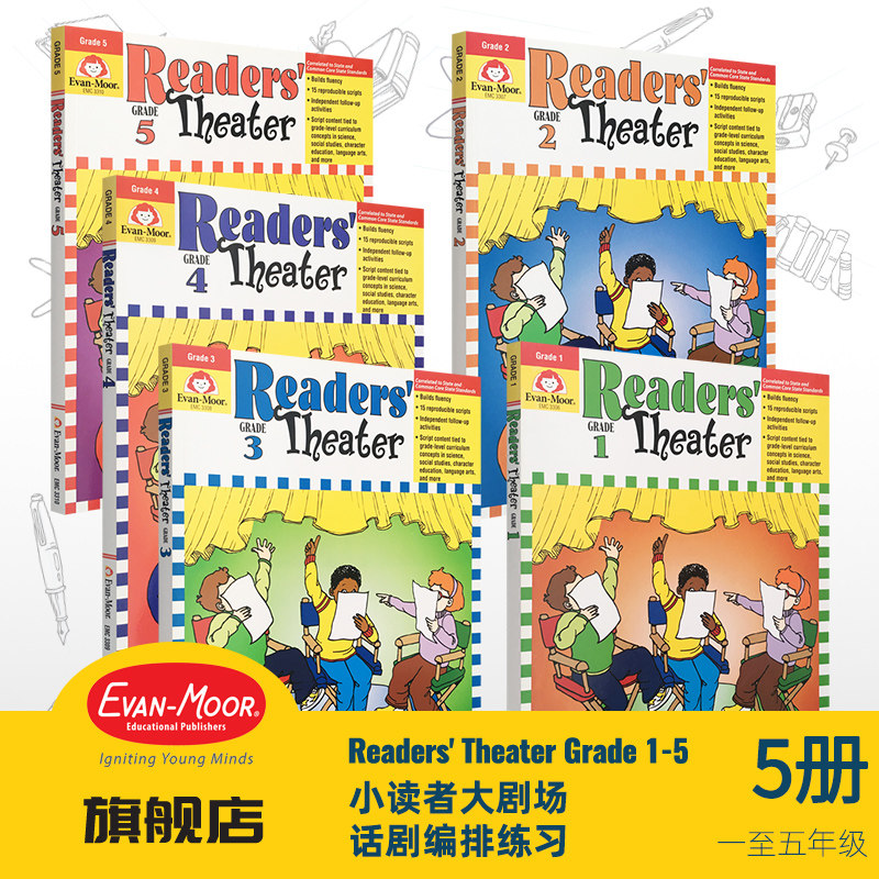 Evan-Moor Readers' Theater 小读者大剧场话剧编排练习 美国加州教辅 evanmoor 英文原版进口练习册一年级到五年级少儿英语互动性