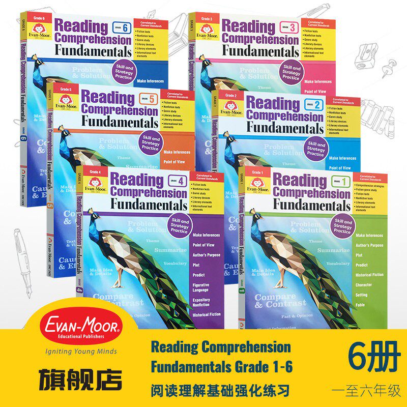 Evan-Moor Reading Comprehension Fundamentals 阅读理解基础强化练习 美国加州教辅 evanmoor 原版进口正版少儿英语一年到六年级