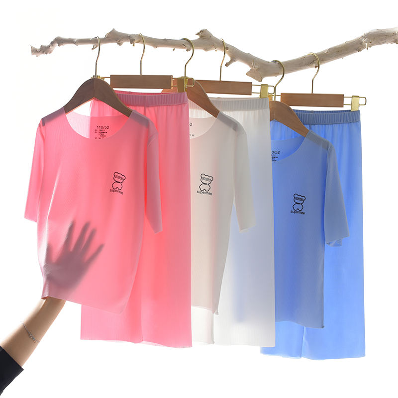 儿童睡衣冰丝夏季薄款男童女童家居服春秋女孩大童空调服男孩夏款_宝贝兜兜站_童装/婴儿装/亲子装-第1张图片-提都小院