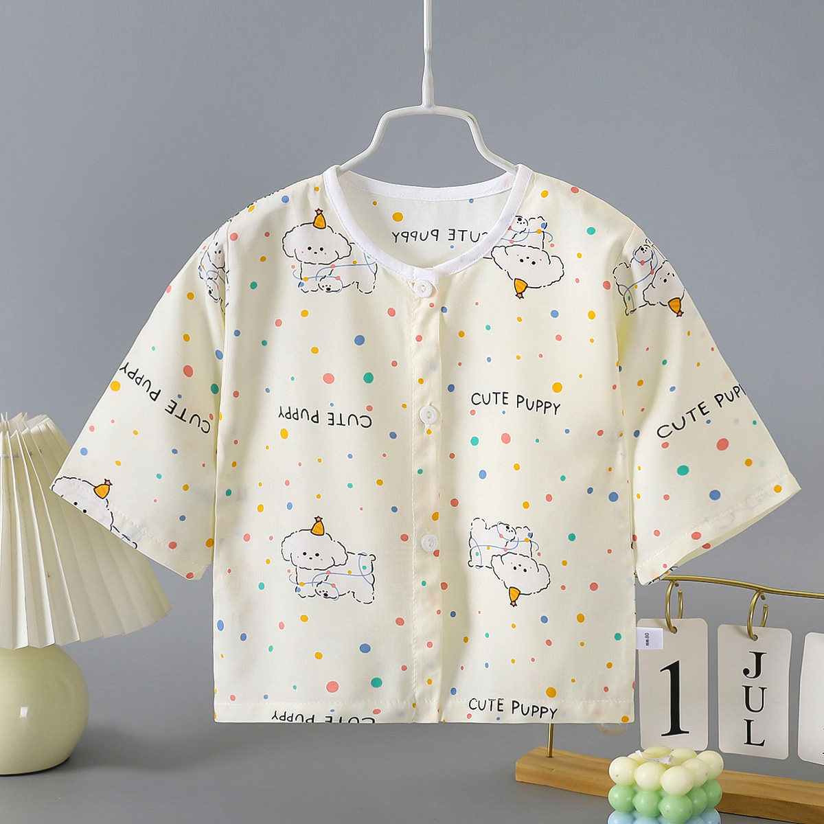 儿童棉绸睡衣套装宝宝男童女宝宝绵绸家居服中袖上衣睡衣空调衫夏