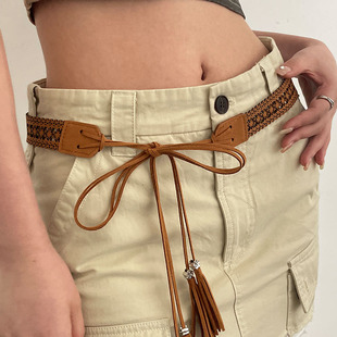 复古民族风编织腰带女2025新款 配裙子百搭腰绳休闲简约皮带配饰潮