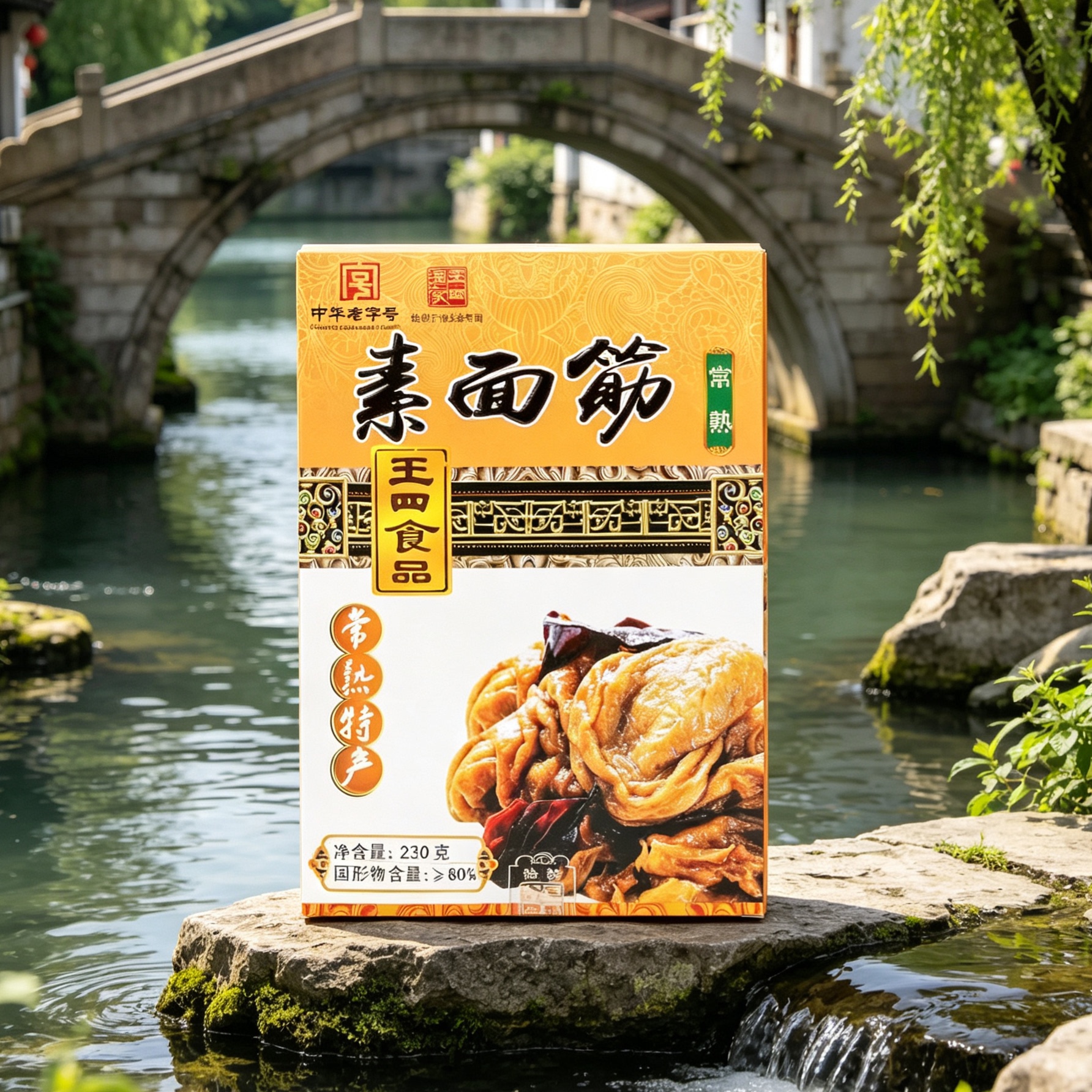 王四酒家常熟特产230克素面筋盒装开袋即食王四食品面浇头预制菜