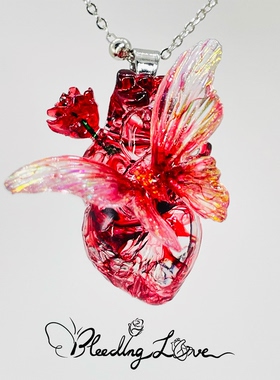 原创手工爱心蝴蝶吊坠锁骨链