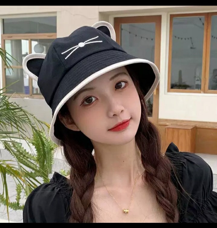 猫耳朵帽子女夏季遮阳防晒早春渔夫帽韩版百搭ins潮学生可爱春秋