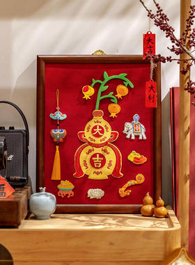 万福春屏装饰画创意中国胸针
