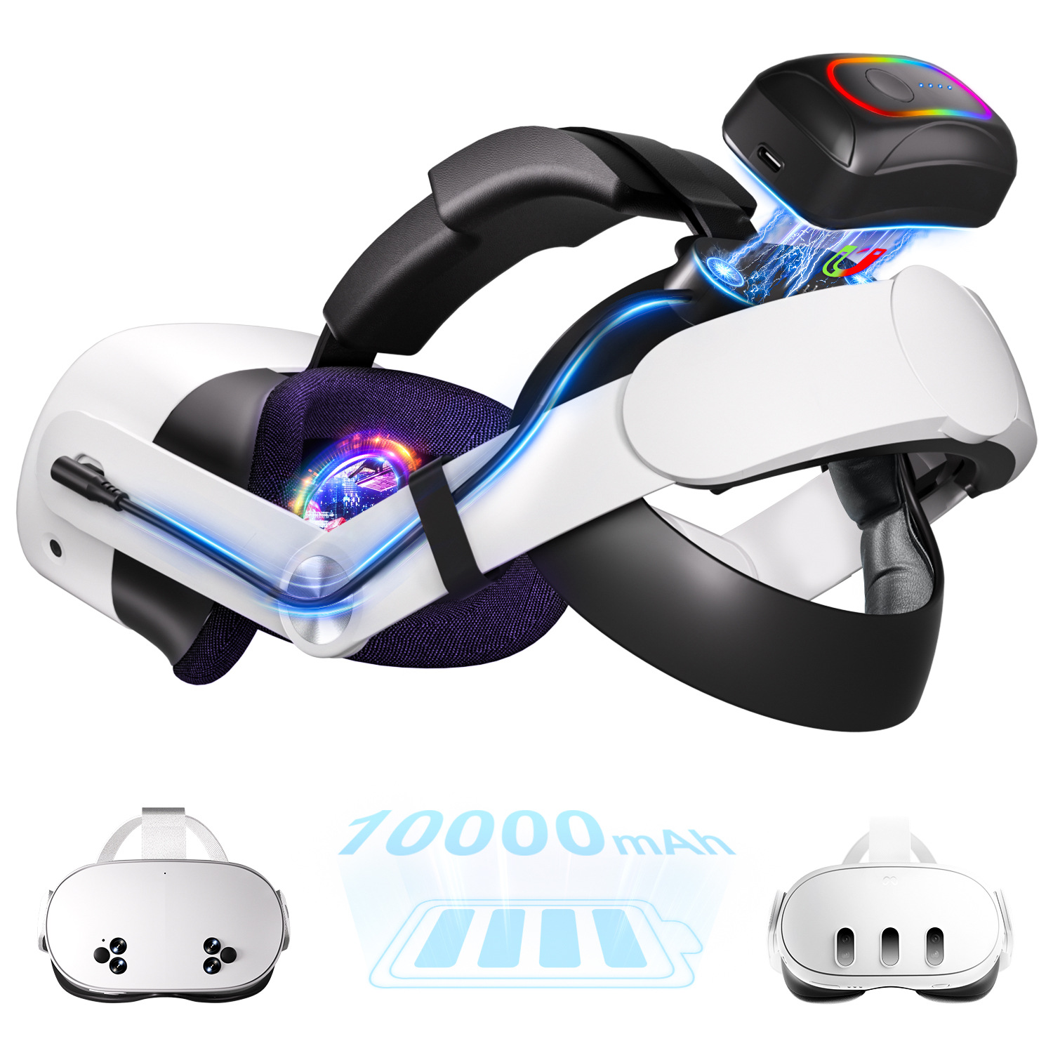 新款Meta Quest3/3s精英头戴20000毫安磁吸快充电源PD20W VR配件