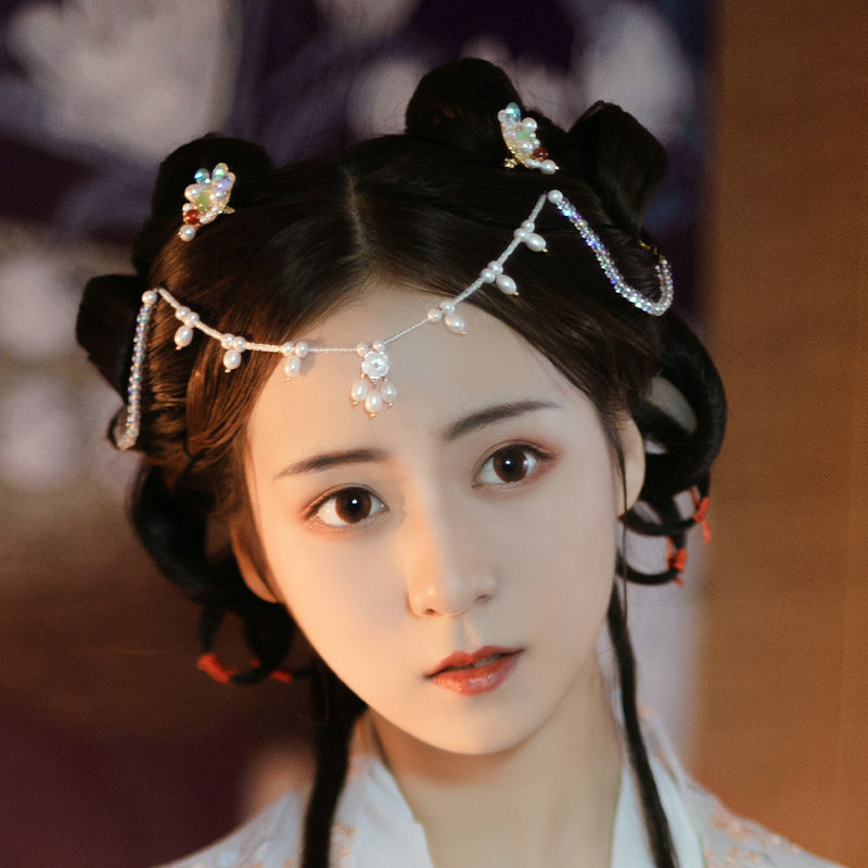 珍珠眉心坠 古风汉服女子头饰 古装少女首饰 国风豆蔻之年抹额