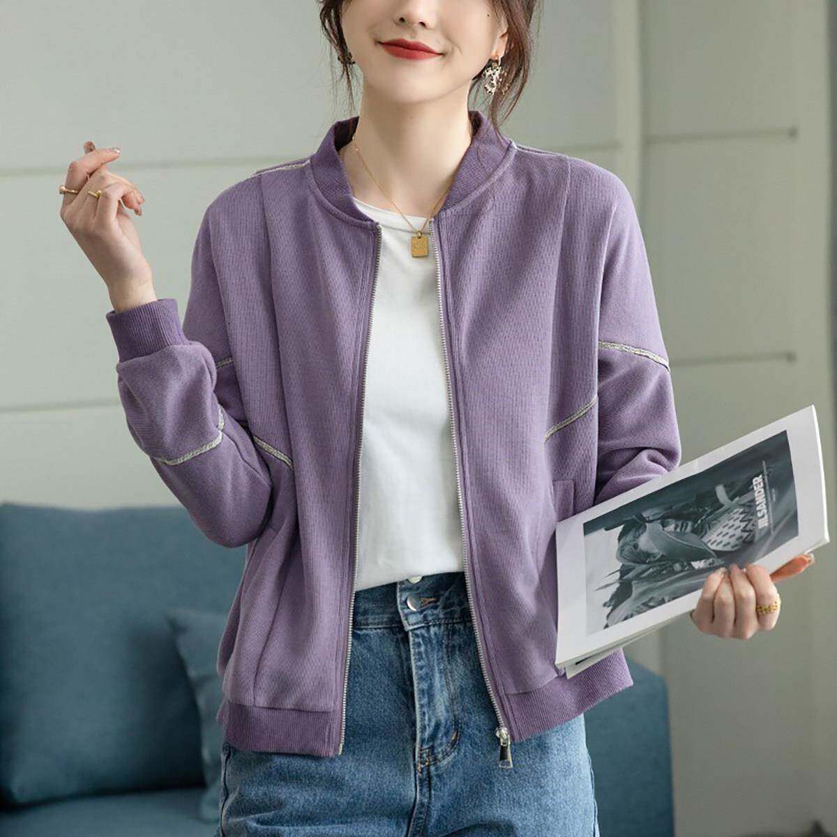 卫衣开 衫女2025春秋新款宽松休闲 运动薄款棒球服显瘦夹克短外套