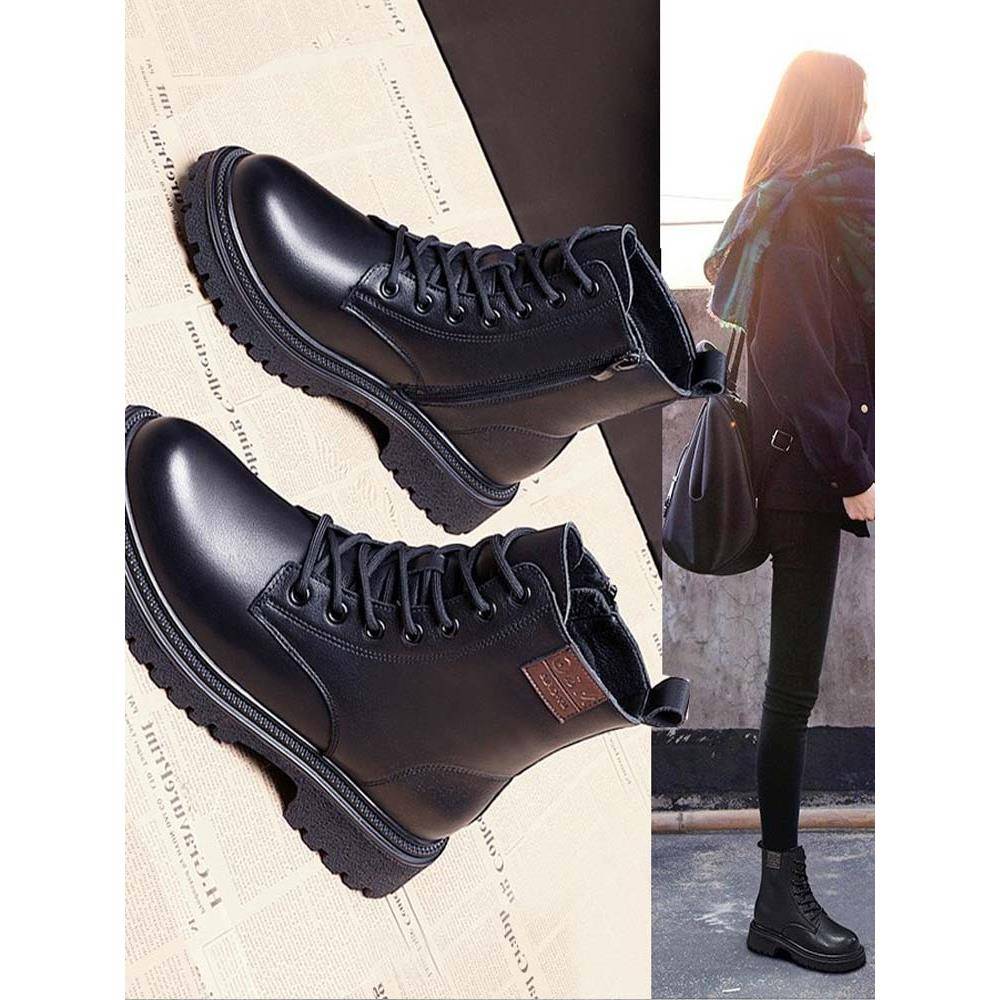 潮牌冬季马丁靴女短靴2025年新款爆款女鞋子显瘦加绒女款真皮靴子