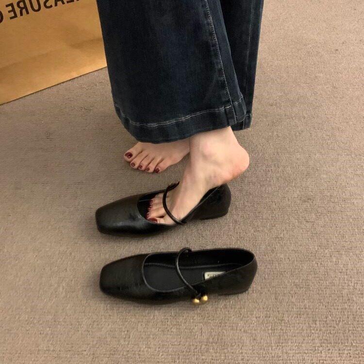 漂浮岛屿~ITSK单鞋女平底方头低跟一字扣玛丽珍鞋