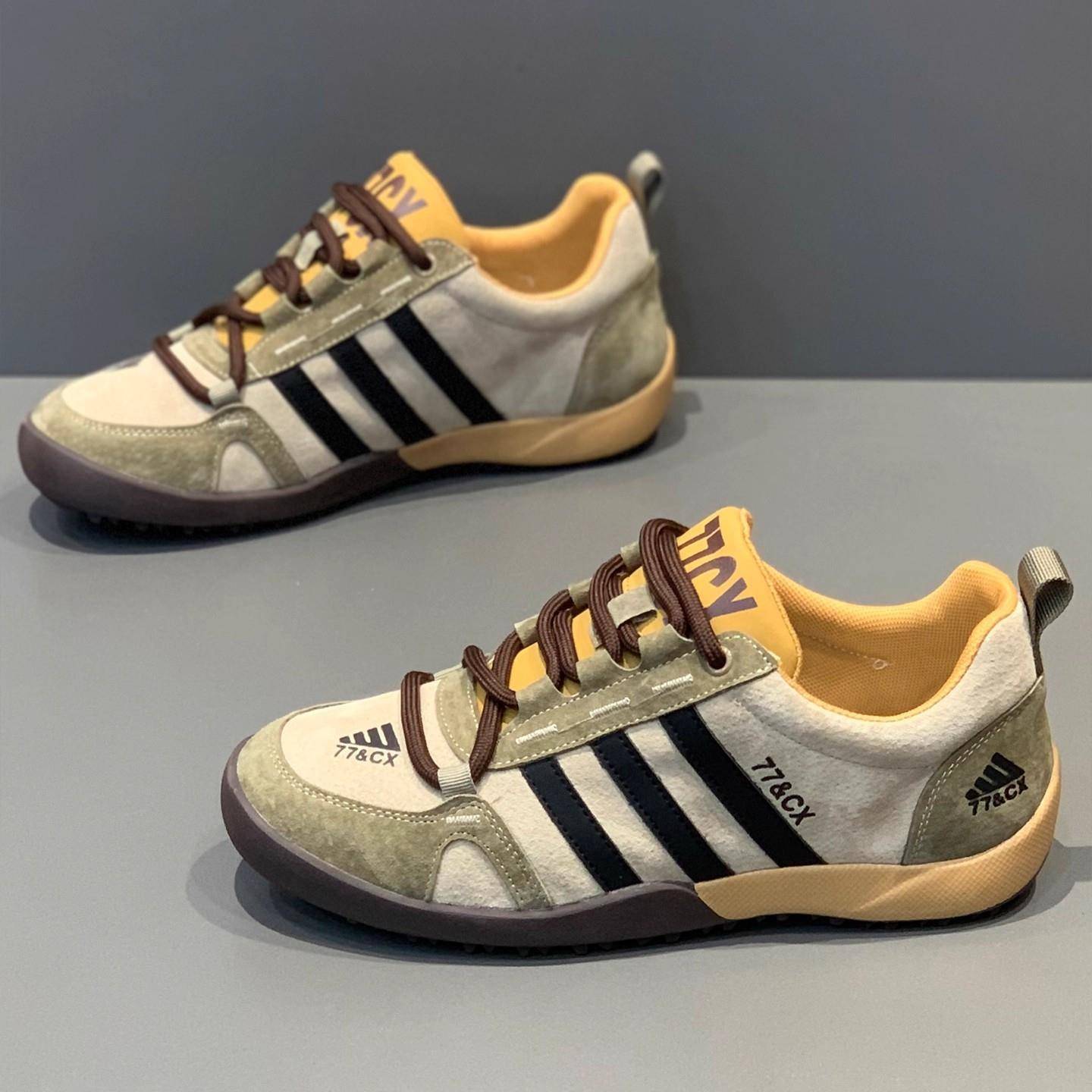 轻便男鞋2025新款翻毛真皮透气休闲鞋覆古德训鞋男士开车鞋阿甘鞋