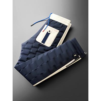 高端拼色加厚羽绒裤男士御寒保暖鸭绒裤冬季外穿高腰深档防风棉裤