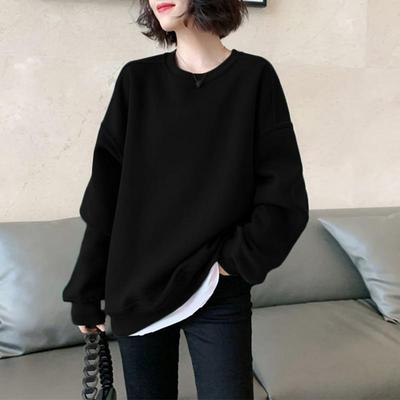欧洲站长袖T恤卫衣女2025新款爆款春秋季套头大尺码宽松打底衫上
