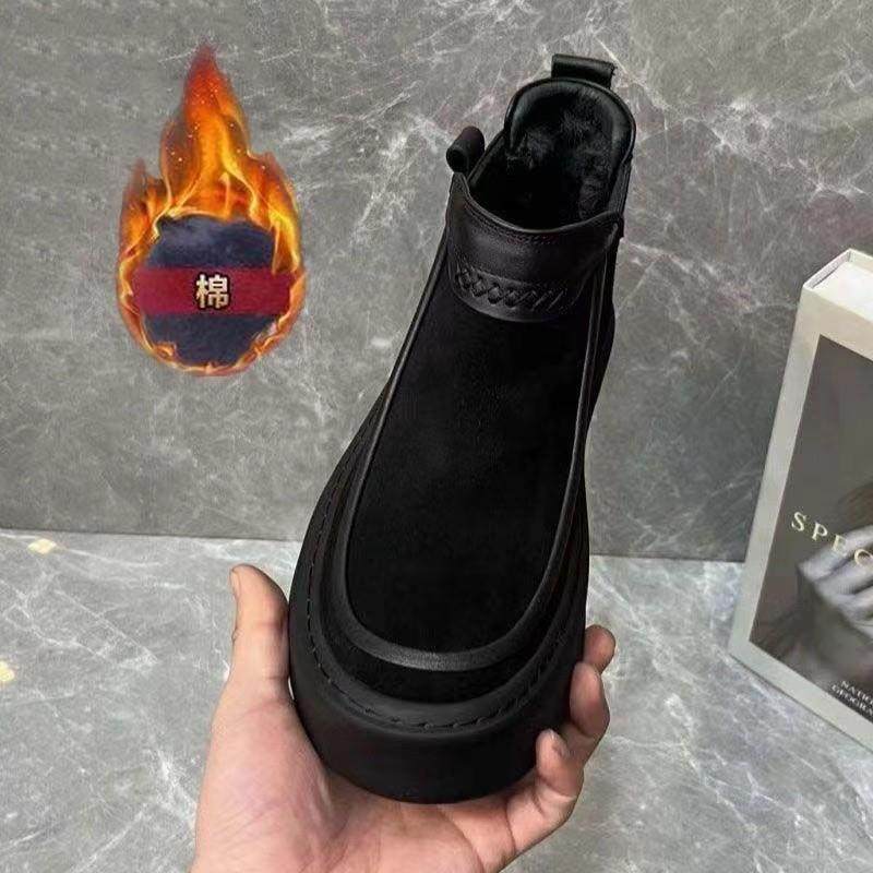 潮流百搭时尚马丁靴冬季新款轻奢男士高级感休闲舒适真皮加绒男鞋