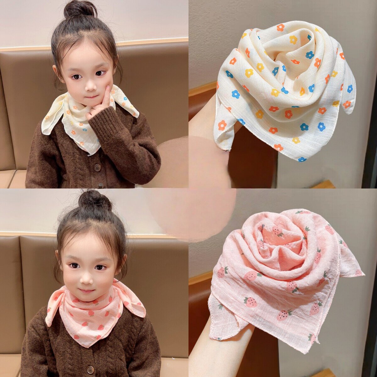 儿童春季脖套宝宝围脖小月龄婴幼儿防风保暖三角巾丝巾口水巾方巾