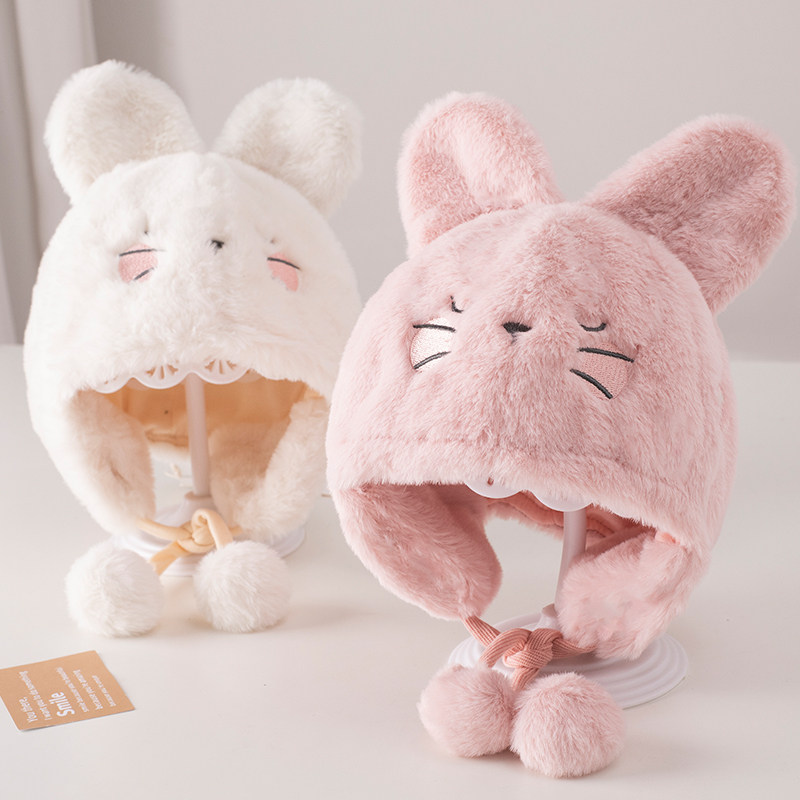 可爱猫耳毛绒婴儿帽子可爱带毛球男女宝宝防寒保暖2021新款护耳帽|ruв категории Детская одежда, шляпа/шарф/маска/перчатки/наушники/ноги рукав, шляпа - от Buy2taobao.com для оказания профессиональной услуги покупки агента Taobao