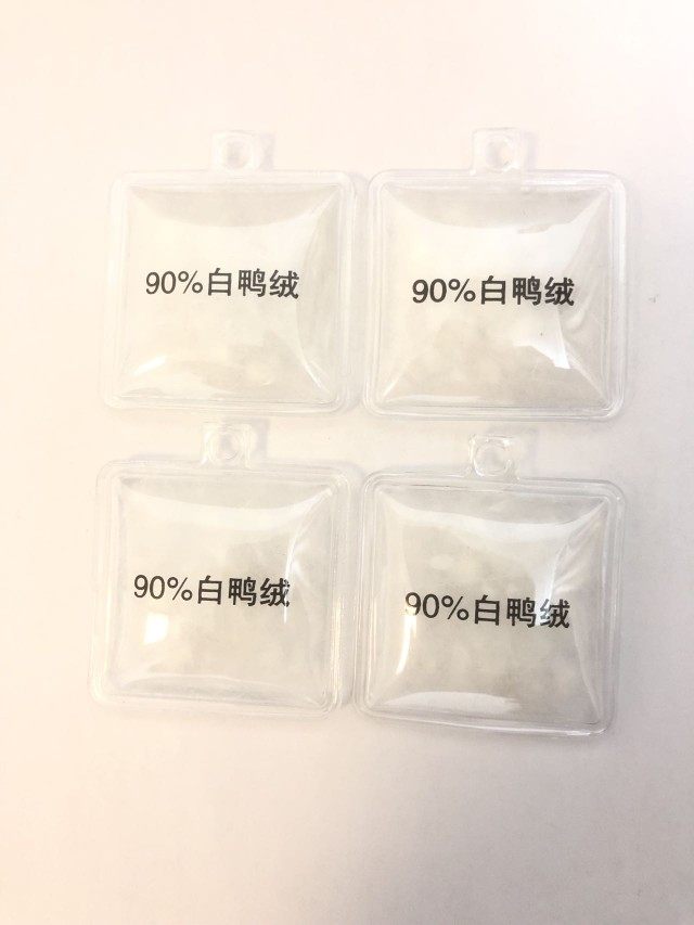 现货白鸭绒充气标方形羽绒充气标羽绒服充气标PVC羽绒标印制LOGO