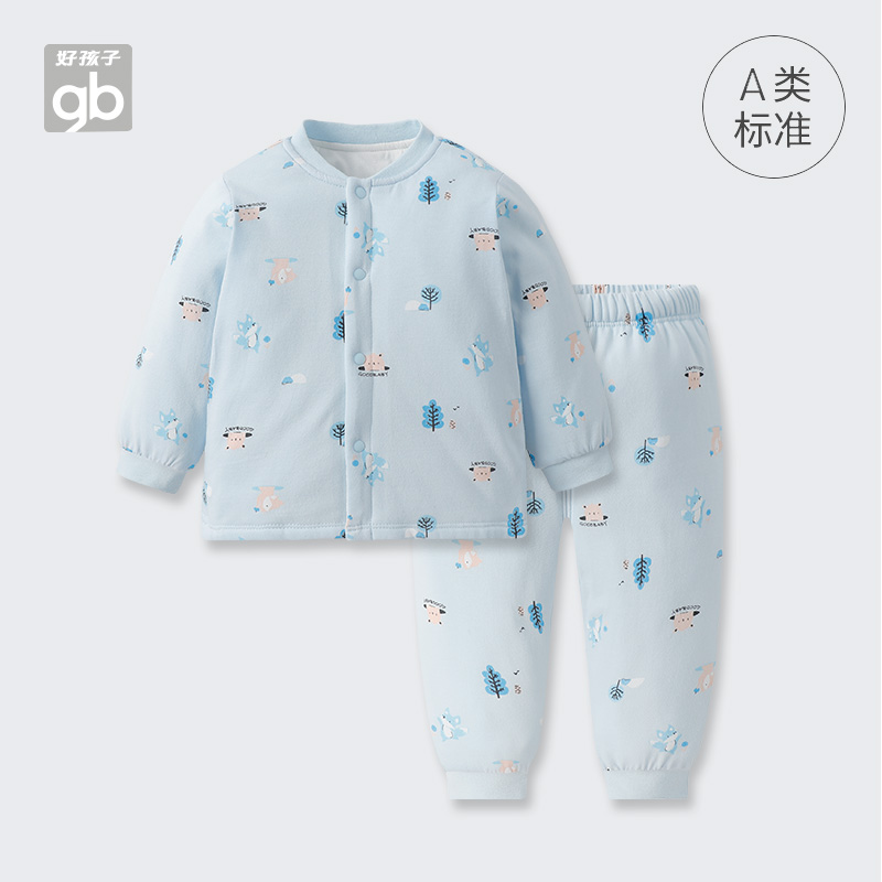 GB好孩子儿童睡衣套装夹棉男童保暖内衣加厚女宝宝家居服秋衣秋裤
