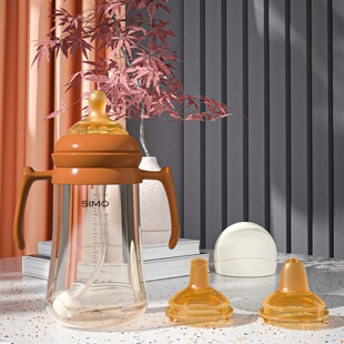 希萌宽口径奶瓶配件SIMO奶嘴食品级硅胶纳米银吸管嘴直饮嘴鸭嘴爆