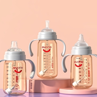 适配evorie爱得利奶瓶奶嘴配件宽口婴儿纳米银吸管直饮嘴奶嘴鸭嘴