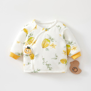 新生婴儿儿衣服52码半背衣秋冬季初生宝宝夹棉保暖加棉120克上衣