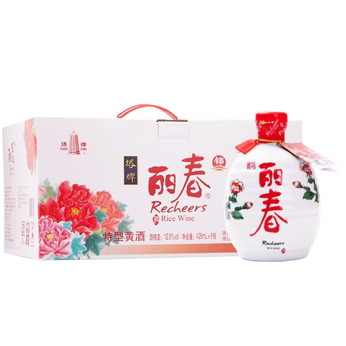 绍兴塔牌黄酒十年锦丽春酒428ml*6瓶整箱装手工冬酿花雕酒半干型