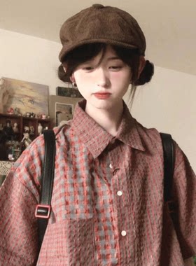 潜入格纹记忆古着感灯芯绒报童帽