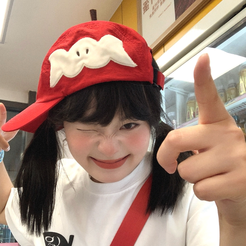 趣味定制!一颗红苹果双面戴棒球帽女夏季可爱大头围遮阳防晒帽子