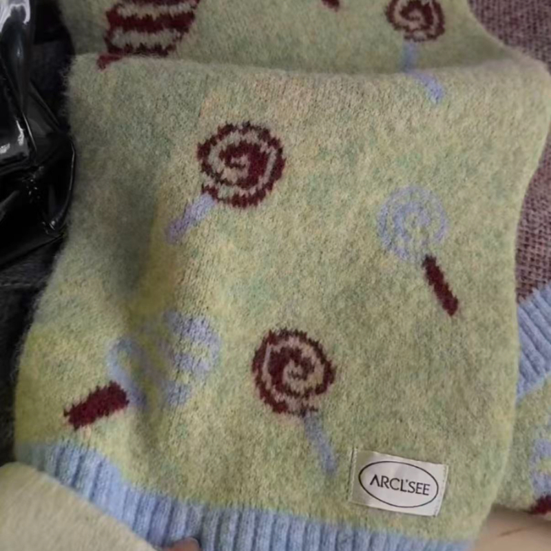 糖果棒棒糖~韩系高级氛围感针织围巾女秋冬软糯百搭保暖护颈围脖