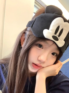 【可爱软萌】2025新款米奇午睡眼罩女搞怪毛绒遮光罩洗漱两用发带