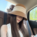 度假风 出口日本 手钩镂空织带透气防晒草编渔夫帽女夏遮阳帽子