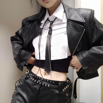 酷飒拽姐~美式辣妹柳钉皮带高级感百搭腰带亚文化千禧Y2k双层腰饰