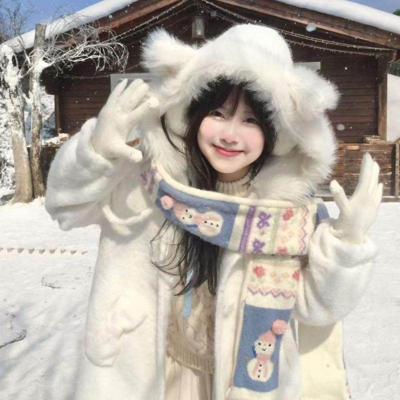 原创爱丽丝童话治愈手工提花雪人围巾冬季保暖少女心圣诞毛球围脖,服饰配件/皮带/帽子/围巾,围巾/丝巾/披肩,淘宝优惠券,粉丝福利购,淘宝优惠卷