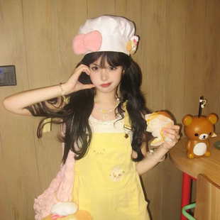 料理饼饼大厨师大版套头帽甜妹春夏云朵帽手工可爱卡通拍照画家帽