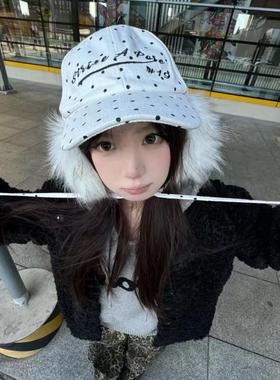 2025新款时髦复古亚比棒球帽女冬季保暖辣妹毛绒雪地帽护耳雷锋帽