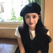 黑色贝雷帽子女士春秋季 新款 日常减龄毛呢报童蓓蕾帽显脸小画家帽