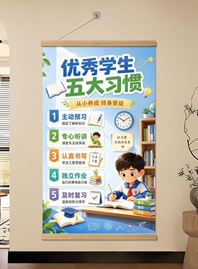 优秀学生五大习惯学霸养成教学学习教育育儿学生挂画