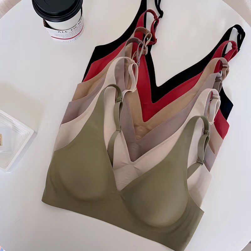 5508果冻条一片式薄杯运动内衣女无钢圈大胸显小聚拢型女士文胸