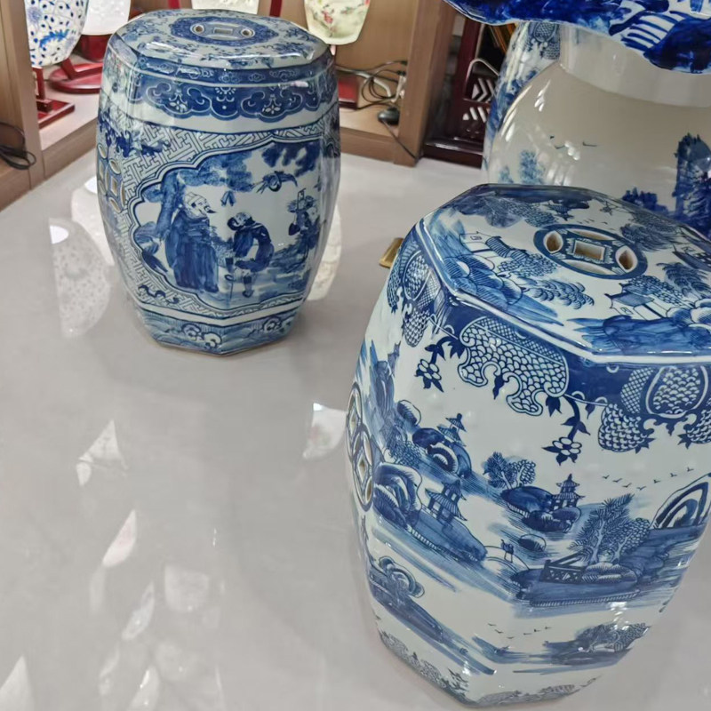 景德镇青花瓷陶瓷鼓凳中式复古陶瓷凳创意法式瓷墩子换鞋凳花架,家居饰品,落地摆件,淘宝优惠券,粉丝福利购,淘宝优惠卷