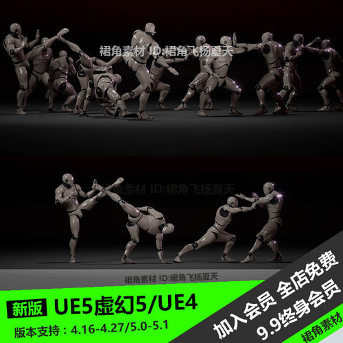 UE5虚幻4 中国功夫战斗动画包Combat animations - Kung fu V1
