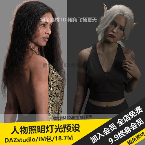 DAZ3D Studio 人物角色肖像灯光照明设置预设工具 游戏3d素材